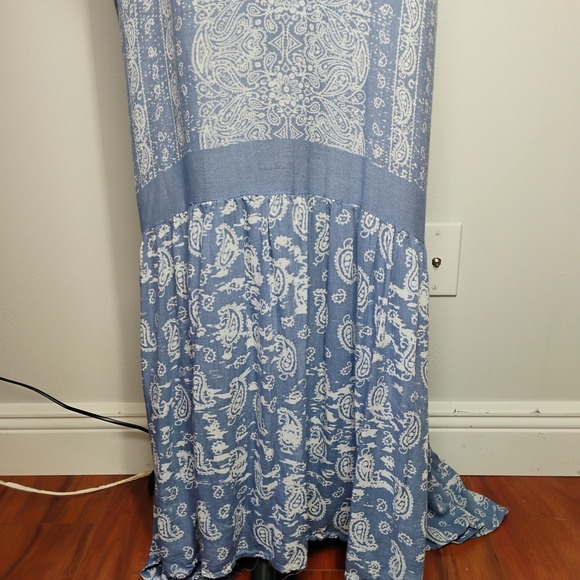 Three Bird Nest Paisley Tapestry Free Flow Duster Kimono One Size Blue Bohemian - Picture 9 of 14